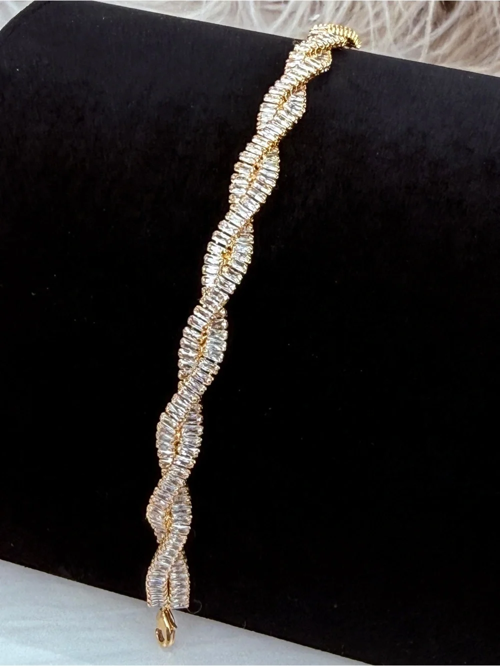 Goldtone Clear Bling Baguette Tennis Bracelet